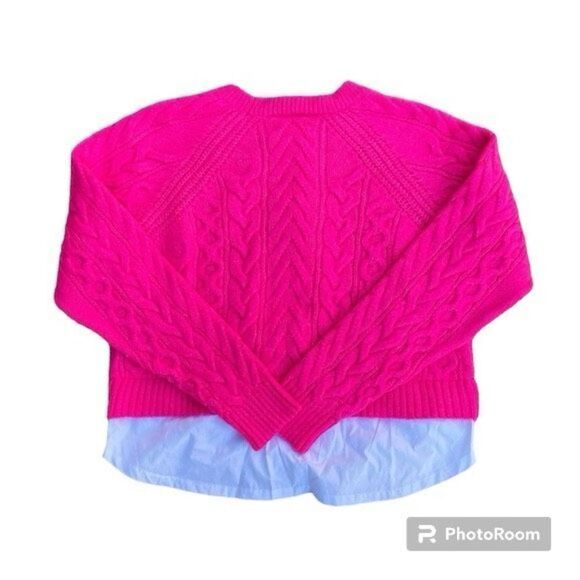 ✨Maeve Layered Cable Knit Hot Pink Sz Medium Sweater✨ - Picture 6 of 8